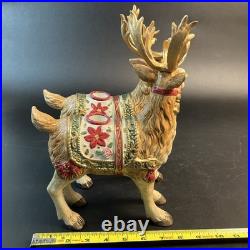 Fitz & Floyd Holiday Father Christmas Reindeer Candleholder Pair NEW In Box