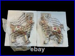 Fitz & Floyd Holiday Father Christmas Reindeer Candleholder Pair Original Box Fitz & Floyd Holiday Father Christmas Reindeer Candleholder Pair Original Box