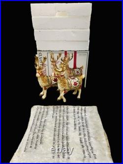 Fitz & Floyd Holiday Father Christmas Reindeer Candleholder Pair Original Box Fitz & Floyd Holiday Father Christmas Reindeer Candleholder Pair Original Box