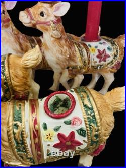 Fitz & Floyd Holiday Father Christmas Reindeer Candleholder Pair Original Box Fitz & Floyd Holiday Father Christmas Reindeer Candleholder Pair Original Box