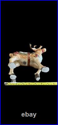 Fitz & Floyd Holiday Father Christmas Reindeer Candleholder Pair Original Box Fitz & Floyd Holiday Father Christmas Reindeer Candleholder Pair Original Box