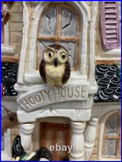 Fitz and Floyd Halloween Harvest Hooty Haunted House Cookie Jar withLid NICE