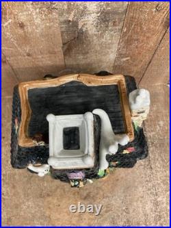 Fitz and Floyd Halloween Harvest Hooty Haunted House Cookie Jar withLid NICE