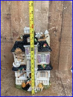 Fitz and Floyd Halloween Harvest Hooty Haunted House Cookie Jar withLid NICE