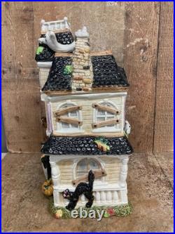 Fitz and Floyd Halloween Harvest Hooty Haunted House Cookie Jar withLid NICE