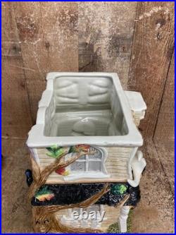 Fitz and Floyd Halloween Harvest Hooty Haunted House Cookie Jar withLid NICE