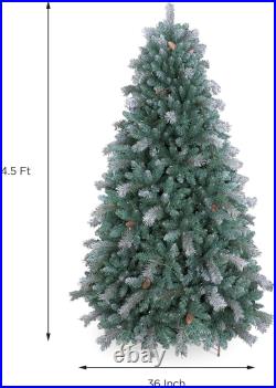 Flocked Artificial Christmas Tree, Pre-lit Snowy Aspen Spruce Christmas Tree