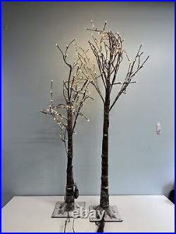 Flocked Prelit Trees 2-PACK 4.5 ft & 5.5 ft Indoor/outdoor Timer Distressed Car