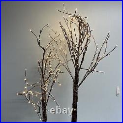 Flocked Prelit Trees 2-PACK 4.5 ft & 5.5 ft Indoor/outdoor Timer Distressed Car