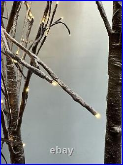 Flocked Prelit Trees 2-PACK 4.5 ft & 5.5 ft Indoor/outdoor Timer Distressed Car