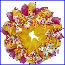Floral Spring Summer Wreath Yellow and Pink