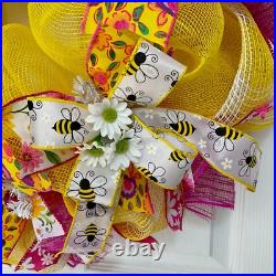 Floral Spring Summer Wreath Yellow and Pink