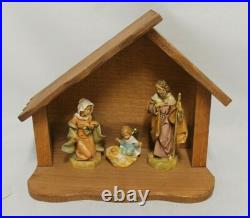 Fontanini Nativity Set Mary, Joseph, Baby Jesus in Wood Stable 1991 5 Scale Vtg