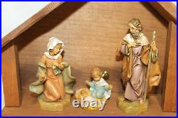 Fontanini Nativity Set Mary, Joseph, Baby Jesus in Wood Stable 1991 5 Scale Vtg