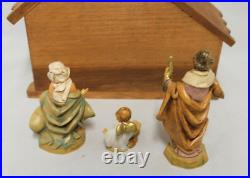 Fontanini Nativity Set Mary, Joseph, Baby Jesus in Wood Stable 1991 5 Scale Vtg
