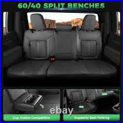 For 2019-2025 Chevy Silverado GMC Sierra Crew Cab 1500 Black Leather Seat Covers For 2019-2025 Chevy Silverado GMC Sierra Crew Cab 1500 Black Leather Seat Covers
