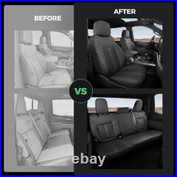 For 2019-2025 Chevy Silverado GMC Sierra Crew Cab 1500 Black Leather Seat Covers For 2019-2025 Chevy Silverado GMC Sierra Crew Cab 1500 Black Leather Seat Covers
