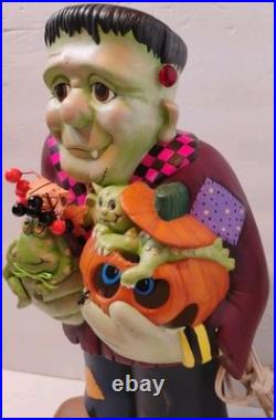 Frankenstein Painted Ceramic Halloween Light Up Decor 18 in WORKING