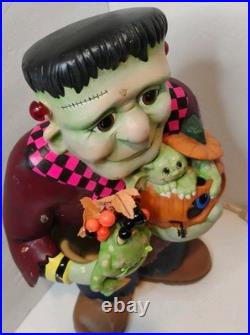 Frankenstein Painted Ceramic Halloween Light Up Decor 18 in WORKING