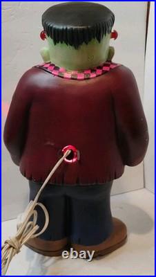 Frankenstein Painted Ceramic Halloween Light Up Decor 18 in WORKING
