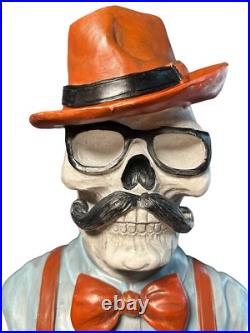 Frankenstein & Skeleton Bust Statue Hipster Monsters Halloween Home Decor 14.5in