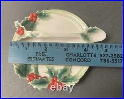 Franz Porcelain Holly & Berries Christmas Cup, Saucer, Spoon In Mint Condition