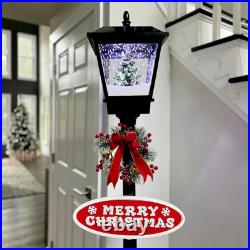 Fraser Hill Farm 71-in. Musical Snowy Christmas Street Lamp in Black with Chr Fraser Hill Farm 71-in. Musical Snowy Christmas Street Lamp in Black with Chr