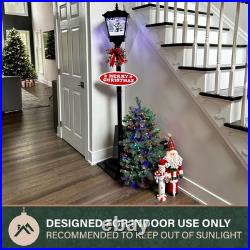 Fraser Hill Farm 71-in. Musical Snowy Christmas Street Lamp in Black with Chr Fraser Hill Farm 71-in. Musical Snowy Christmas Street Lamp in Black with Chr