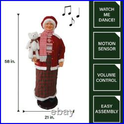 Fraser Hill Farm Life Size 58-in. Dancing Mrs. Claus Animatronic with Teddy B