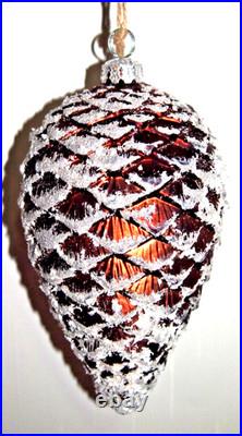 Frontgate 16-Piece Snowy Woodland Blown-Glass Ornament Set-Brown, Green & Silver