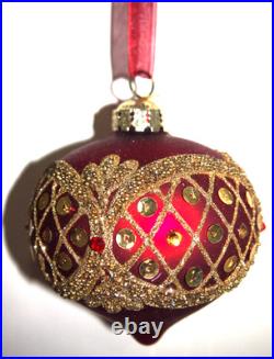 Frontgate 20-Piece Designer Blown-Glass Ornament Set-Dark Red/Burgundy & Gold #1