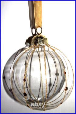 Frontgate 20-Piece Designer Blown-Glass Ornament Set-Dark Red/Burgundy & Gold #1