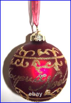 Frontgate 20-Piece Designer Blown-Glass Ornament Set-Dark Red/Burgundy & Gold #1