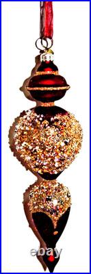 Frontgate 20-Piece Designer Blown-Glass Ornament Set-Dark Red/Burgundy & Gold #2