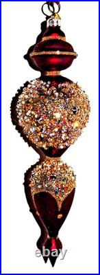 Frontgate 20-Piece Designer Blown-Glass Ornament Set-Dark Red/Burgundy & Gold #2