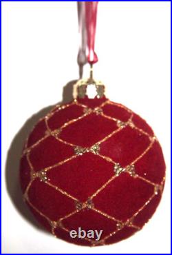 Frontgate 20-Piece Designer Blown-Glass Ornament Set-Dark Red/Burgundy & Gold #2