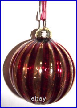 Frontgate 20-Piece Designer Blown-Glass Ornament Set-Dark Red/Burgundy & Gold #2