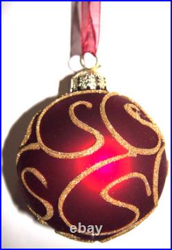 Frontgate 20-Piece Designer Blown-Glass Ornament Set-Dark Red/Burgundy & Gold #2