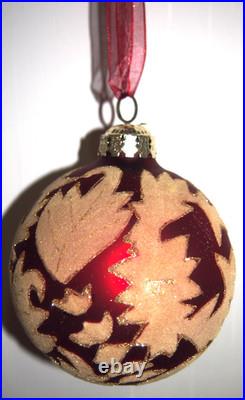 Frontgate 20-Piece Designer Blown-Glass Ornament Set-Dark Red/Burgundy & Gold #2