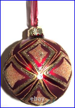 Frontgate 20-Piece Designer Blown-Glass Ornament Set-Dark Red/Burgundy & Gold #2