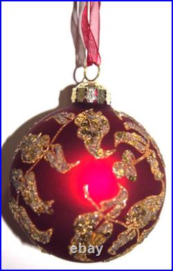 Frontgate 20-Piece Designer Blown-Glass Ornament Set-Dark Red/Burgundy & Gold #2