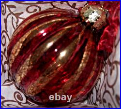 Frontgate 20-Piece Designer Blown-Glass Ornament Set-Dark Red/Burgundy & Gold #2