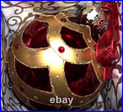 Frontgate 20-Piece Designer Blown-Glass Ornament Set-Dark Red/Burgundy & Gold #2