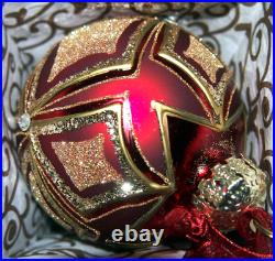 Frontgate 20-Piece Designer Blown-Glass Ornament Set-Dark Red/Burgundy & Gold #2