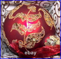 Frontgate 20-Piece Designer Blown-Glass Ornament Set-Dark Red/Burgundy & Gold #2