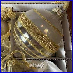 Frontgate Champagne Gold & Pink Glass Glitter Sequin Crystal Ornament Set of 15 Frontgate Champagne Gold & Pink Glass Glitter Sequin Crystal Ornament Set of 15