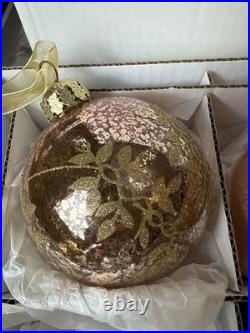 Frontgate Champagne Gold & Pink Glass Glitter Sequin Crystal Ornament Set of 15 Frontgate Champagne Gold & Pink Glass Glitter Sequin Crystal Ornament Set of 15