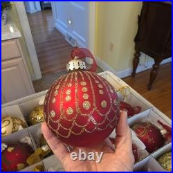 Frontgate Christmas 21 Piece Designer Blown-Glass Ornaments Gold/Dark Red