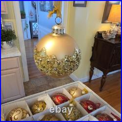 Frontgate Christmas 21 Piece Designer Blown-Glass Ornaments Gold/Dark Red