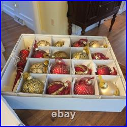 Frontgate Christmas 21 Piece Designer Blown-Glass Ornaments Gold/Dark Red